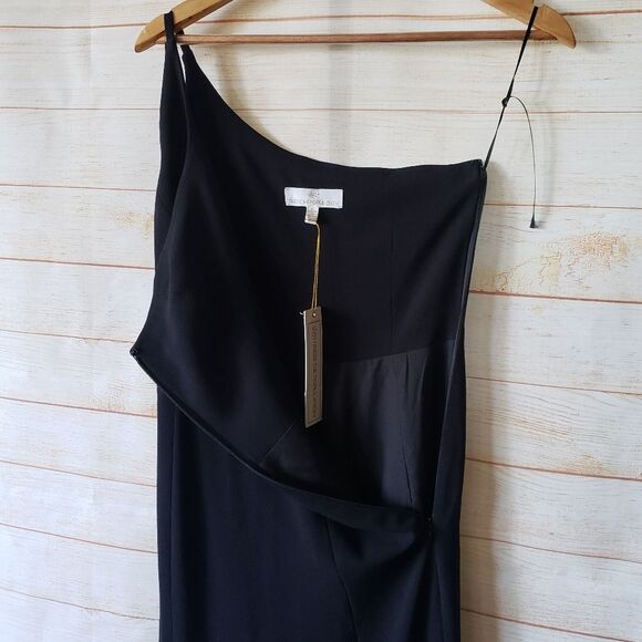 Dress The Population Amy One-Shoulder Maxi Gown Wedding Prom Cocktail Black Dres - Picture 9 of 13